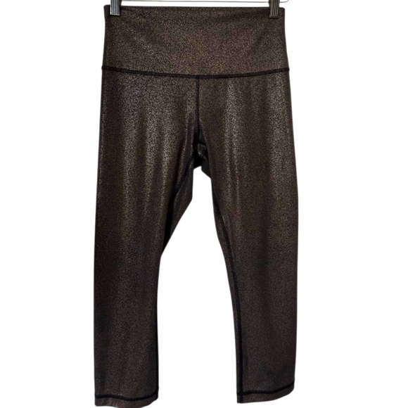 Lululemon Wunder Under Crop Leggings High-Rise Luminosity Blck Foil 21" Sz 6 - Picture 9 of 14